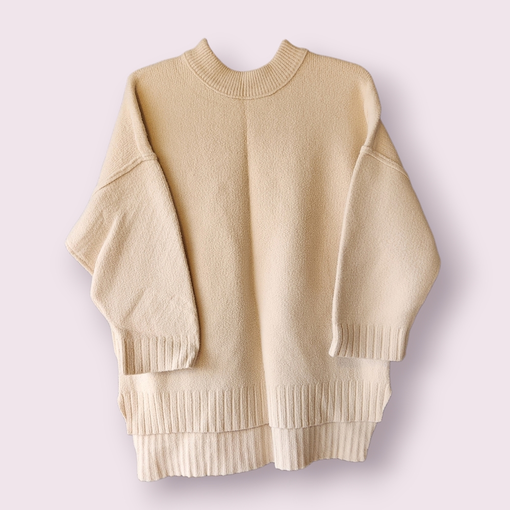 Free People Cream Crew Neck Sweater